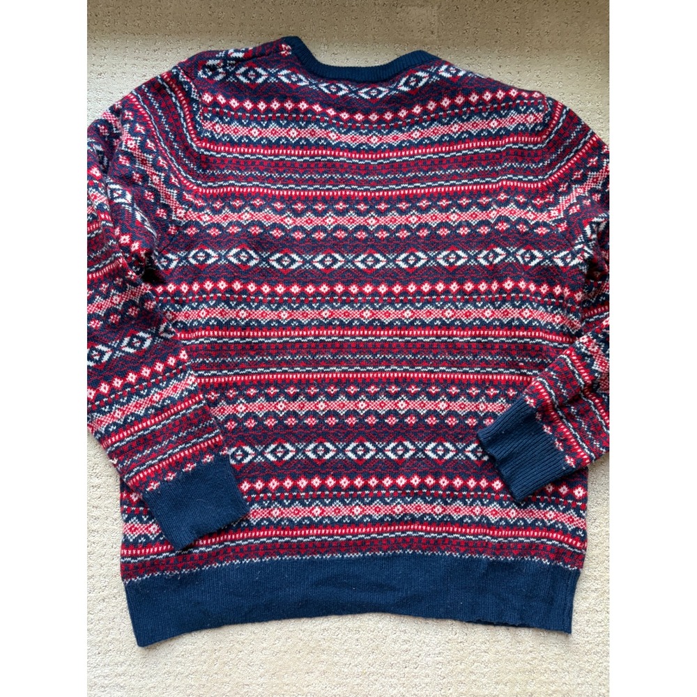 Vineyard Vines Sweater Medium Blue Red Fair Isle Knit Heritage Preppy Americana - Picture 11 of 11